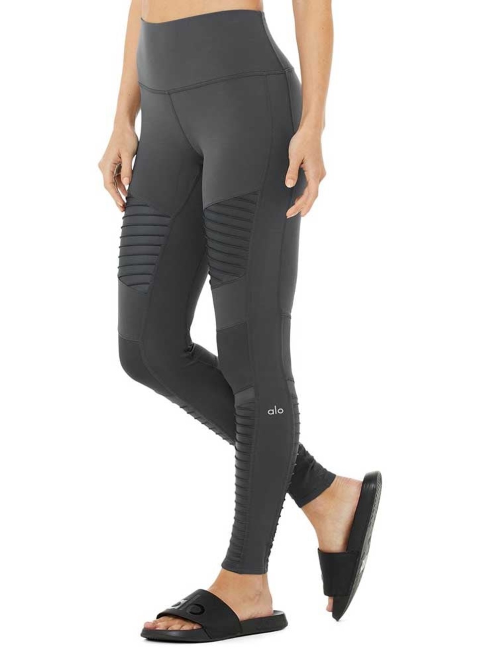 NWT Alo Yoga Moto Leggings size Small in Anthracite Grey
